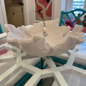 Large Faux Coral Textured White Decorative Bowl